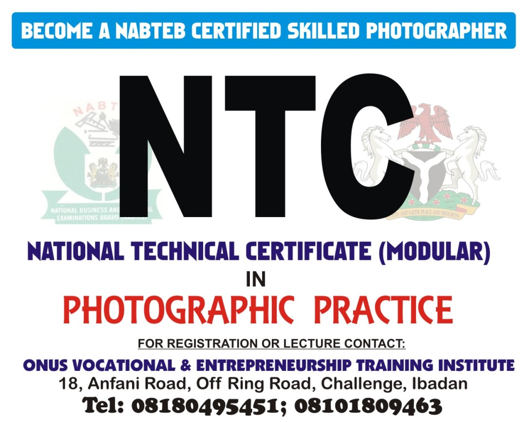NABTEB Trade Certificate from Onus Vocational Training Institute, Ibadan